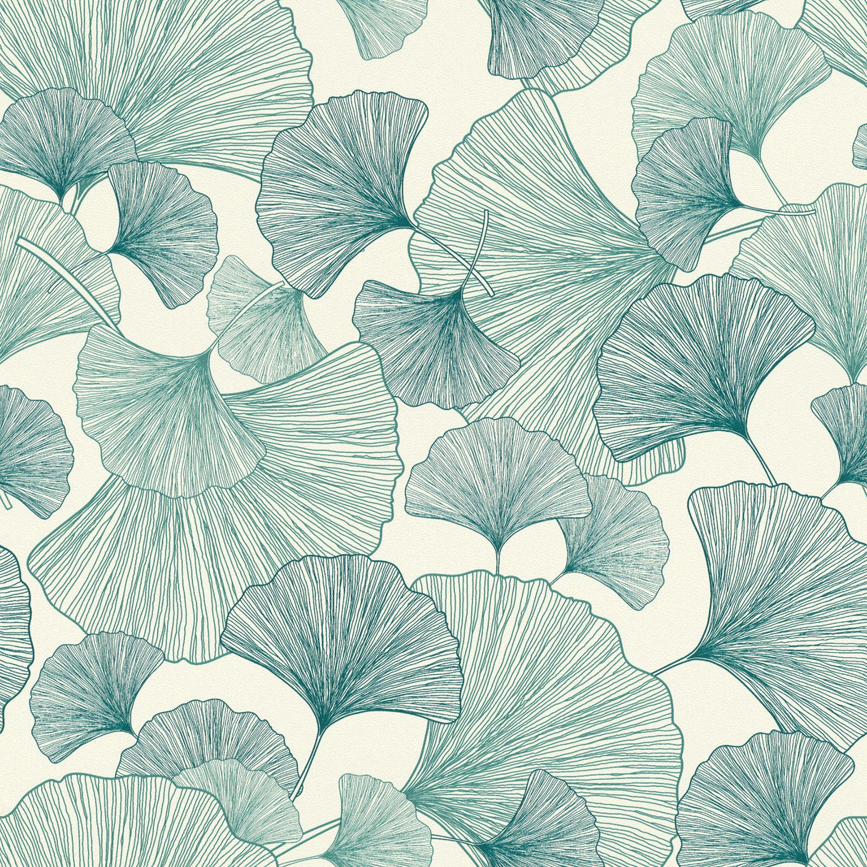 Waft Teal Ginkgo Botanical Vinyl Wallpaper with Bohemian Style - RH407662