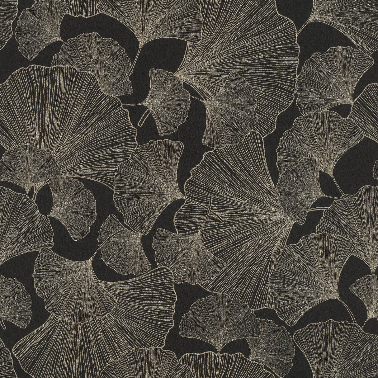 Waft Black Ginkgo Wallpaper with Botanical Bohemian Pattern - Rasch RH462234
