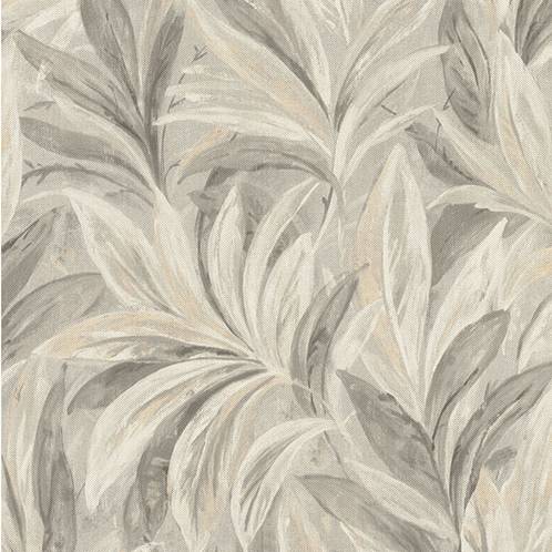 Rennie Grey Leaves Wallpaper by Rasch