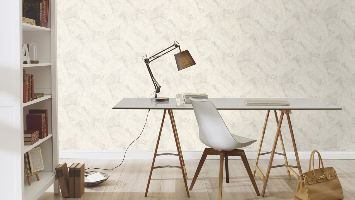 Galner Ivory by Rasch Leaves Wallpaper- Brewster Home Fashions RH720525