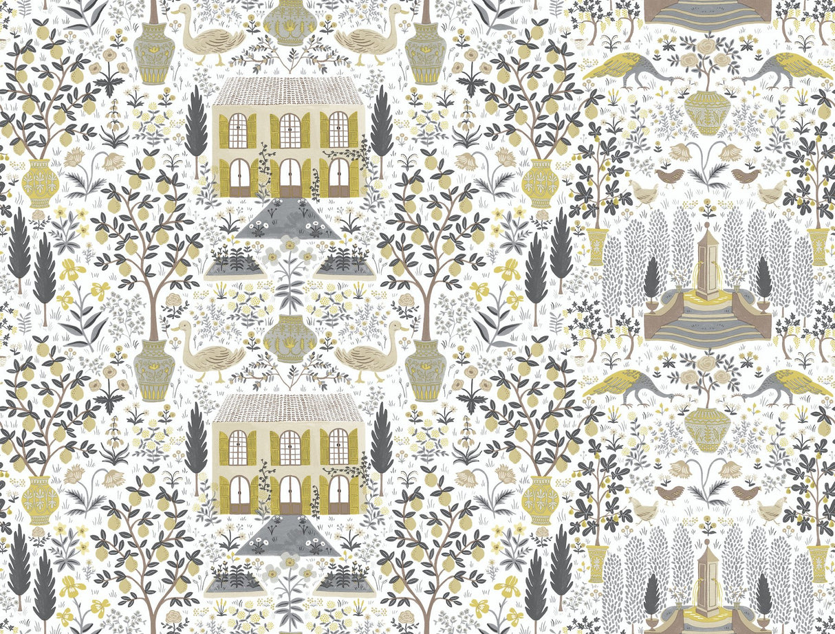 Camont Linen & Gold Wallpaper with Pastoral French Farmhouse Animals Pattern - York RI5107