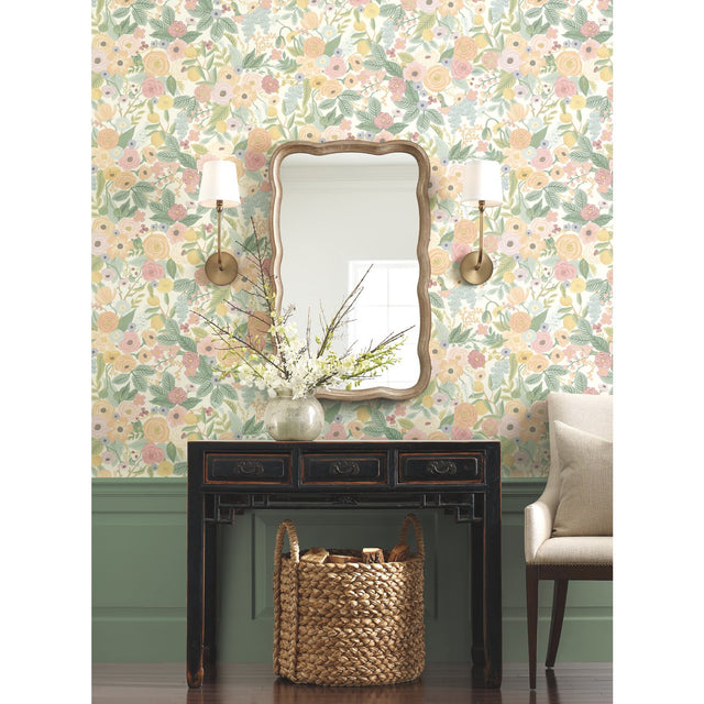 Garden Party Pastel Wallpaper with Bohemian Floral Pattern, Heavy Weight Paper - York RI5118