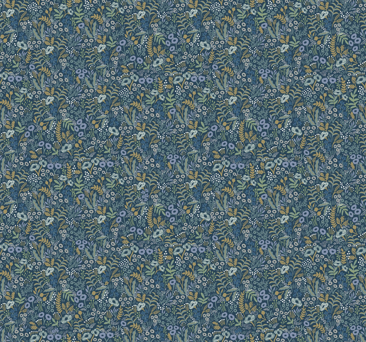 Tapestry Indigo Botanical Non Woven Wallpaper - York RI5126