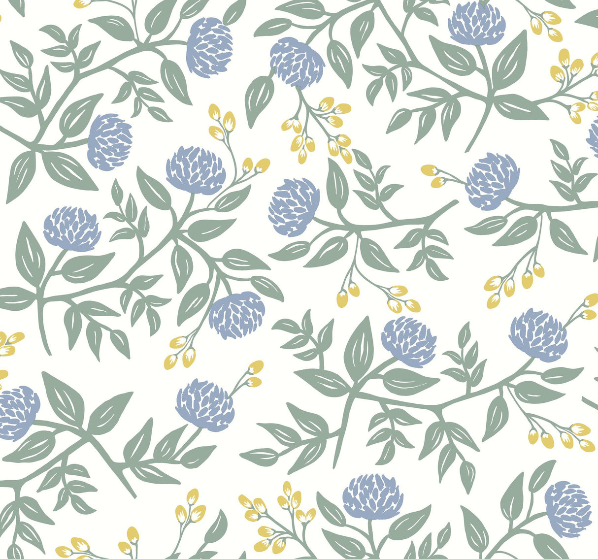 Peonies Periwinkle & Sage Wallpaper with Botanical Floral Pattern - York RI5148