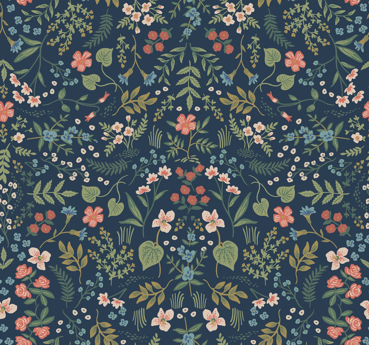 Wildwood Navy Floral Botanical Non Woven Wallpaper - York RI5154