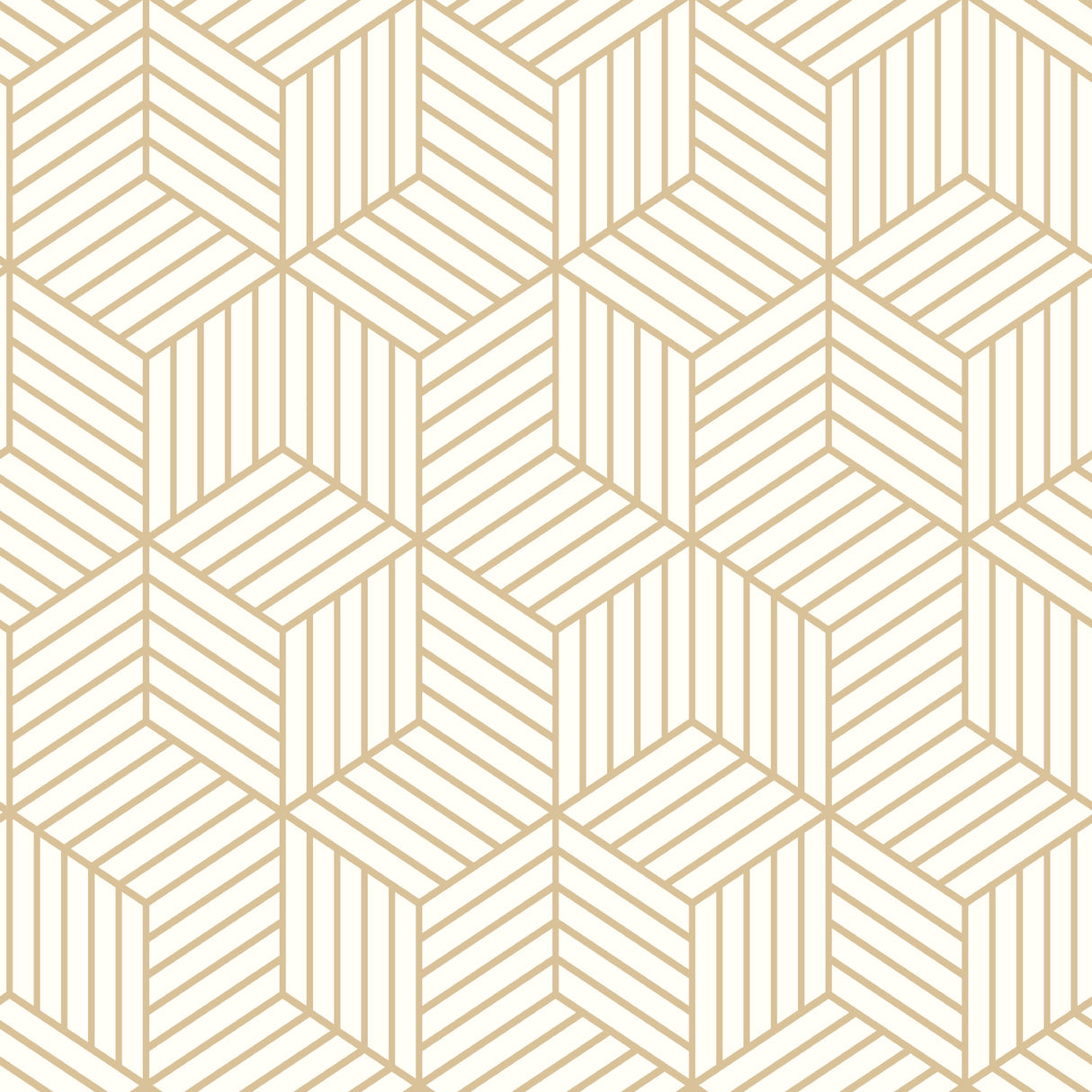 Striped Hexagon White and Gold Peel and Stick Wallpaper by RoomMates RMK10704WPZ