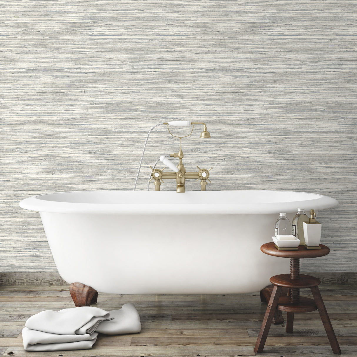 RoomMates Faux Grasscloth Light Grey Peel and Stick Vinyl Wallpaper - Traditional Nature Inspired Design - 20.5 in x 16.5 ft - RMK11078WPZ