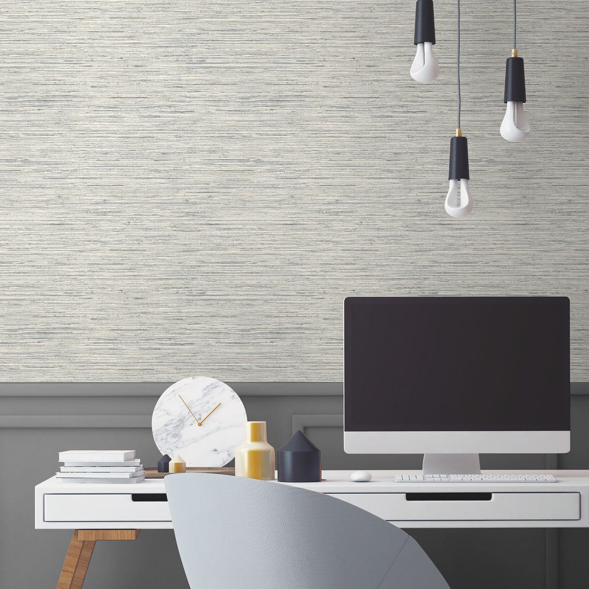 RoomMates Faux Grasscloth Light Grey Peel and Stick Vinyl Wallpaper - Traditional Nature Inspired Design - 20.5 in x 16.5 ft - RMK11078WPZ