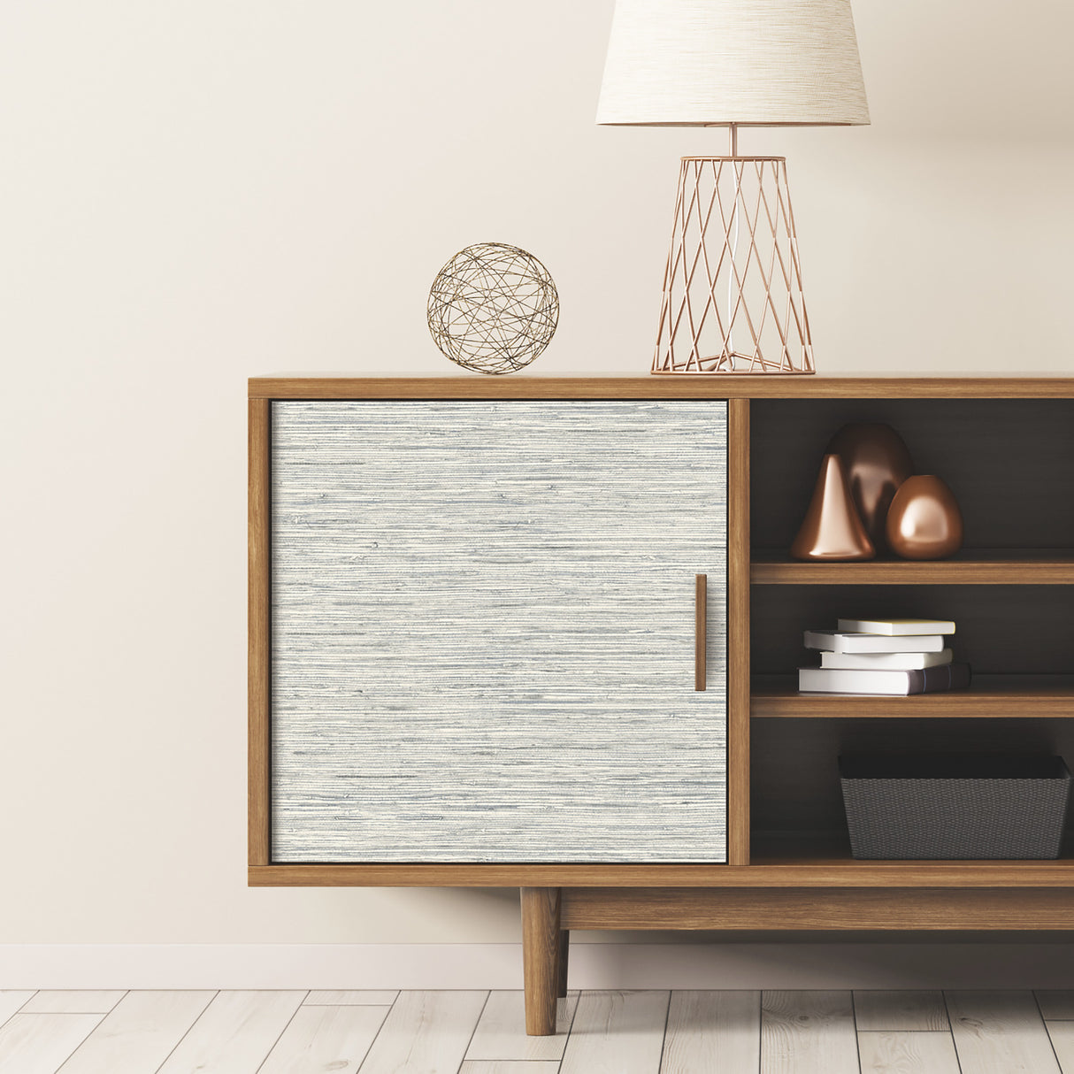 RoomMates Faux Grasscloth Light Grey Peel and Stick Vinyl Wallpaper - Traditional Nature Inspired Design - 20.5 in x 16.5 ft - RMK11078WPZ