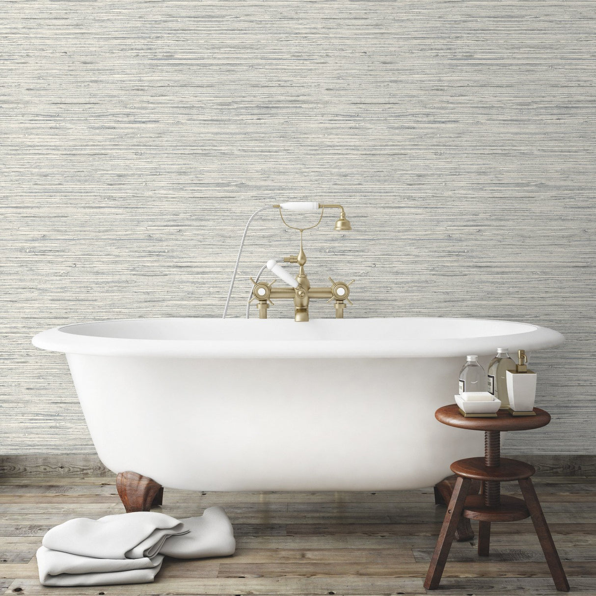 Faux Grasscloth Light Grey Peel & Stick Wallpaper with Traditional Nature Pattern - York RMK11078WP