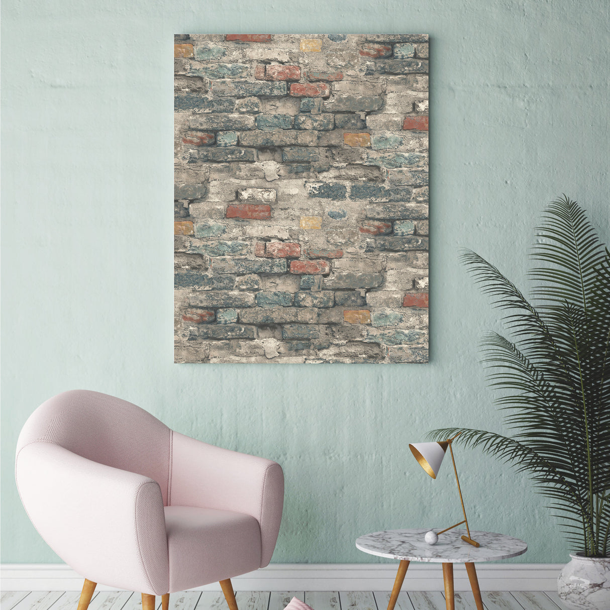 Brick Alley Blue by RoomMates Peel and Stick Industrial Brick Pattern Vinyl Wallpaper Roll, 20.5 Inches x 16.5 Feet - RMK11080WPZ