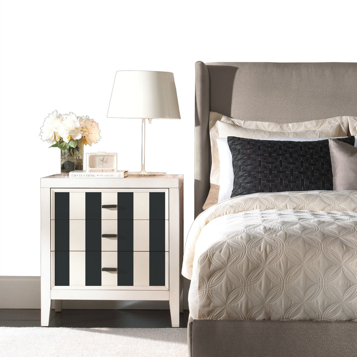 Awning Stripe Black Peel & Stick Wallpaper with Traditional Global Stripes Pattern - York RMK11082WP