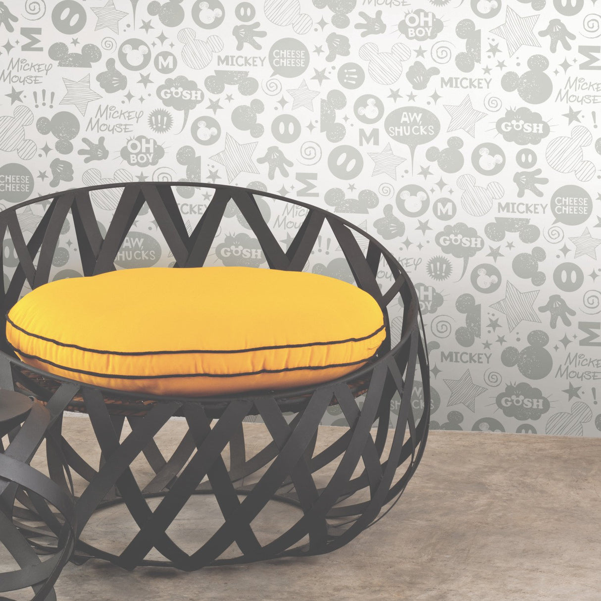 Mickey Mouse Icons Silver Peel & Stick Wallpaper with Metallic Accents - York RMK11152WP