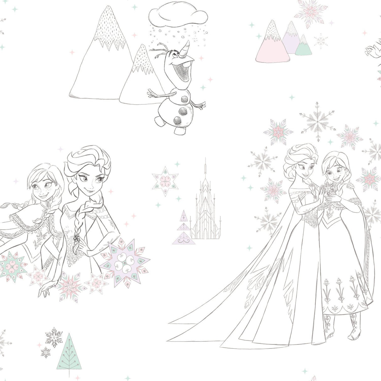 Disney Frozen Pink Peel & Stick Wallpaper with Novelty Kids Pattern - York RMK11169RL