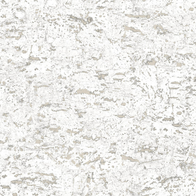 Faux Cork White Peel & Stick Wallpaper with Metallic Accents - York RMK11194WP
