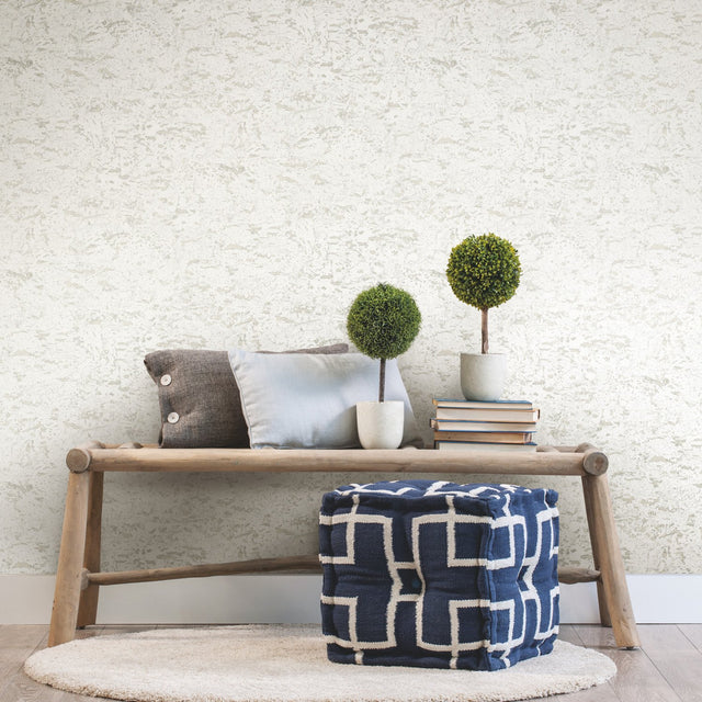 Faux Cork White Peel & Stick Wallpaper with Metallic Accents - York RMK11194WP