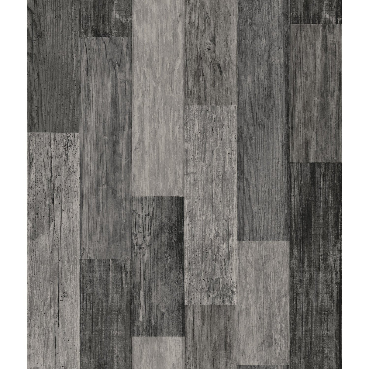 Weathered Wood Plank Black Peel & Stick Wallpaper with Rustic Wood Plank Pattern - York RMK11210WP