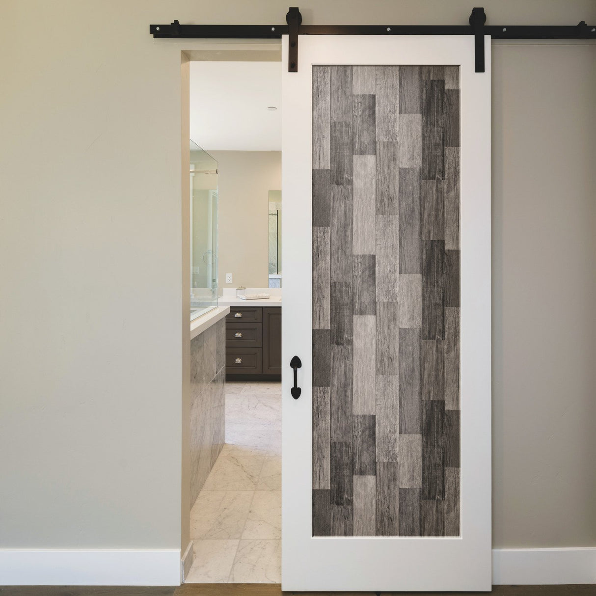 Weathered Wood Plank Black Peel & Stick Wallpaper with Rustic Wood Plank Pattern - York RMK11210WP