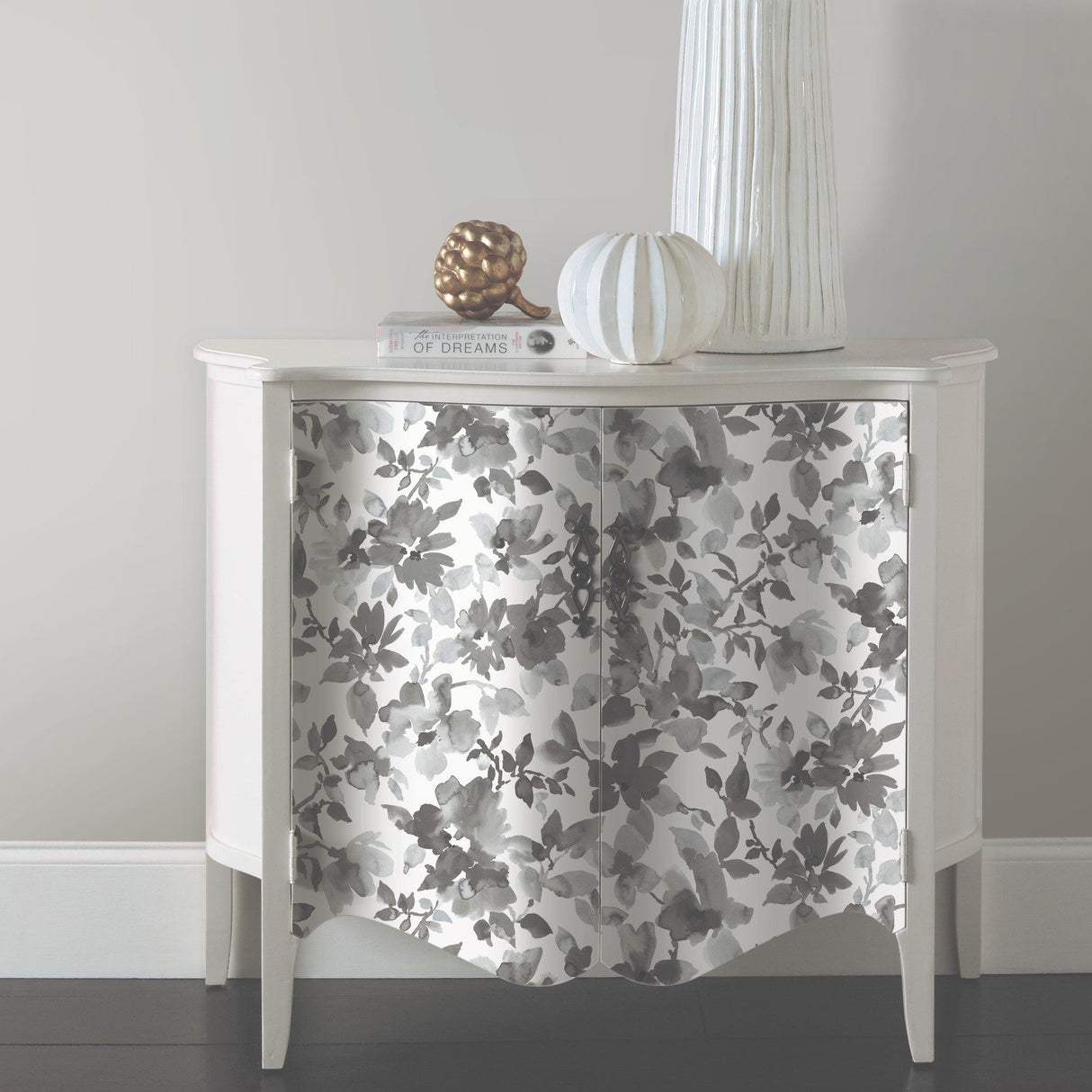Watercolor Floral Black Peel & Stick Wallpaper with Botanical Floral Pattern - York RMK11236WP