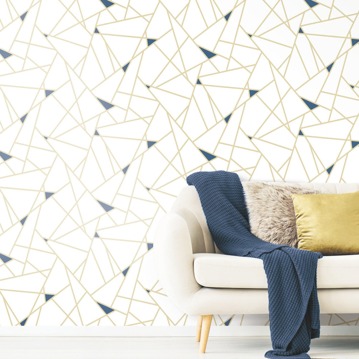 Fracture Gold Peel & Stick Wallpaper with Metallic Geometric Pattern - York RMK11268WP