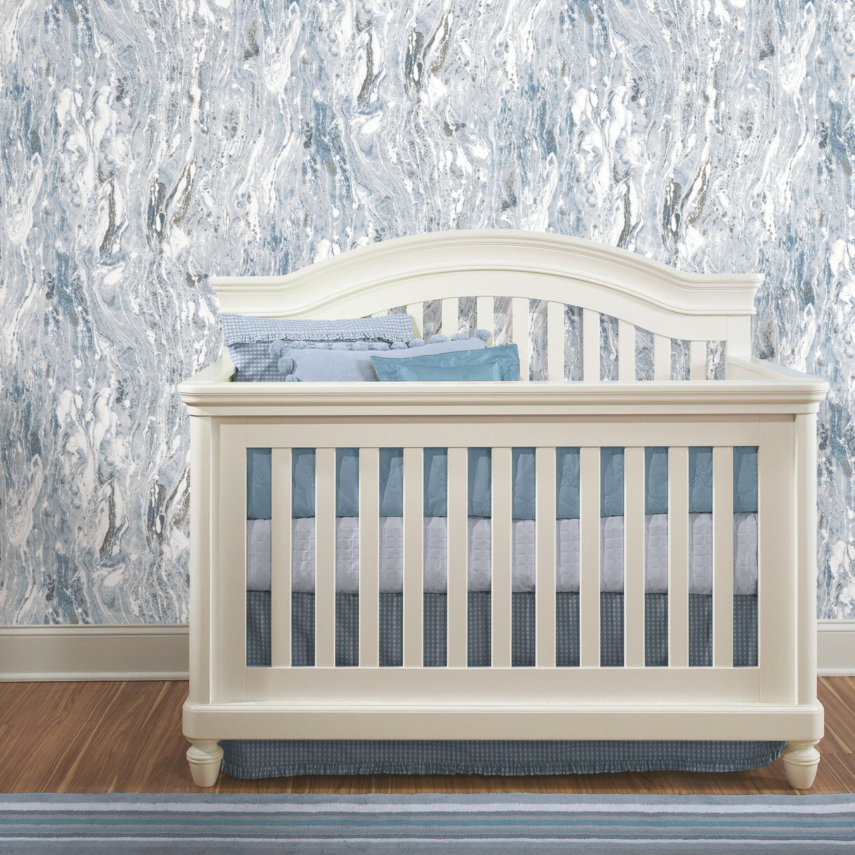 Marble Seas Blue Peel & Stick Wallpaper with Metallic Accents, Abstract Texture Pattern, Modern - York RMK11279WP