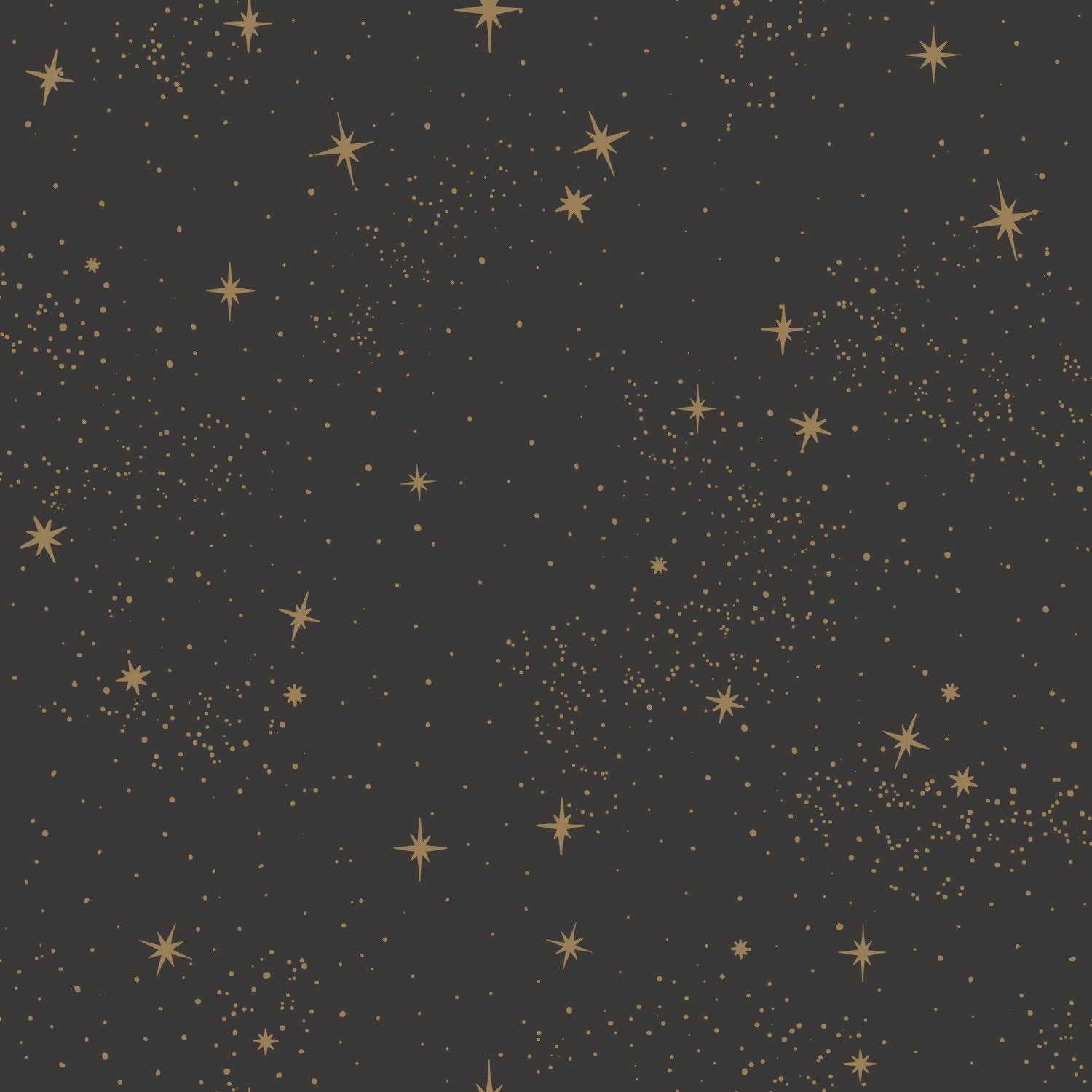 Upon A Star Black Peel & Stick Wallpaper with Metallic Starry Night Pattern, Whimsical Outer Space Style - York RMK11318WP