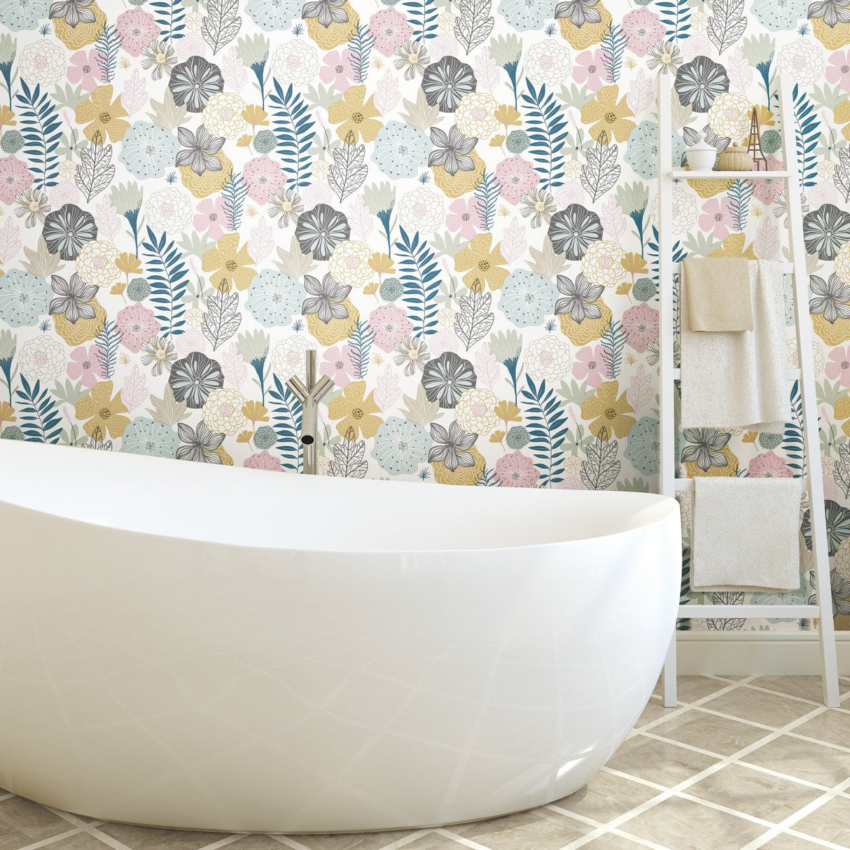 Perennial Blooms Pink Peel & Stick Wallpaper with Modern Botanical Floral Pattern - York RMK11328WP