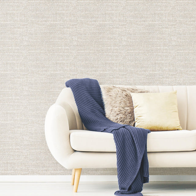 Tweed Beige Peel & Stick Wallpaper with Textured Tweed Pattern - York RMK11329WP