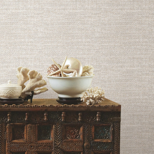 Tweed Beige Peel & Stick Wallpaper with Textured Tweed Pattern - York RMK11329WP