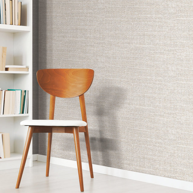 Tweed Beige Peel & Stick Wallpaper with Textured Tweed Pattern - York RMK11329WP