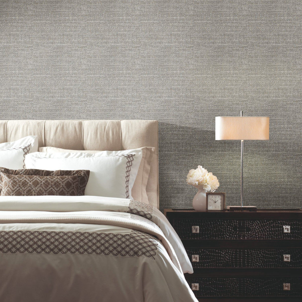 Tweed Grey Peel & Stick Wallpaper with Traditional Global Texture Pattern - York RMK11331WP