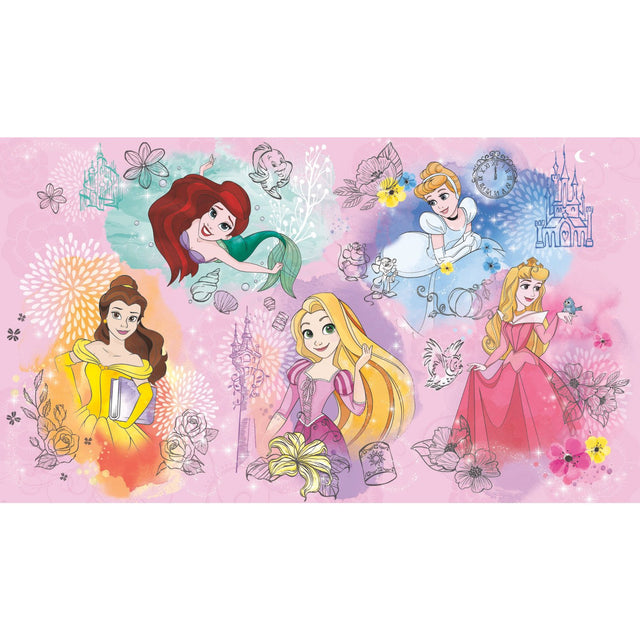 Disney Princess Pink Peel & Stick Wall Mural with Kids Novelty Pattern - York RMK11414M