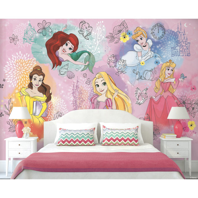 Disney Princess Pink Peel & Stick Wall Mural with Kids Novelty Pattern - York RMK11414M