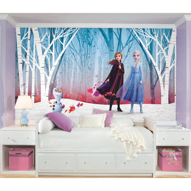 Frozen Woodland Tree Blue Peel & Stick Wall Mural with Kids Novelty Pattern - York RMK11415M