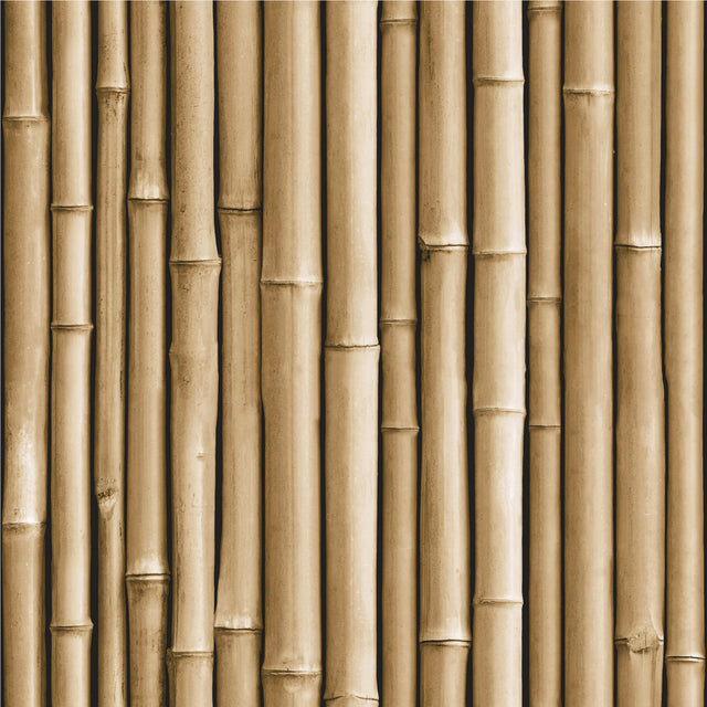 Bamboo Brown Peel & Stick Wallpaper with Vertical Bamboo Motif - RoomMates RMK11434WP