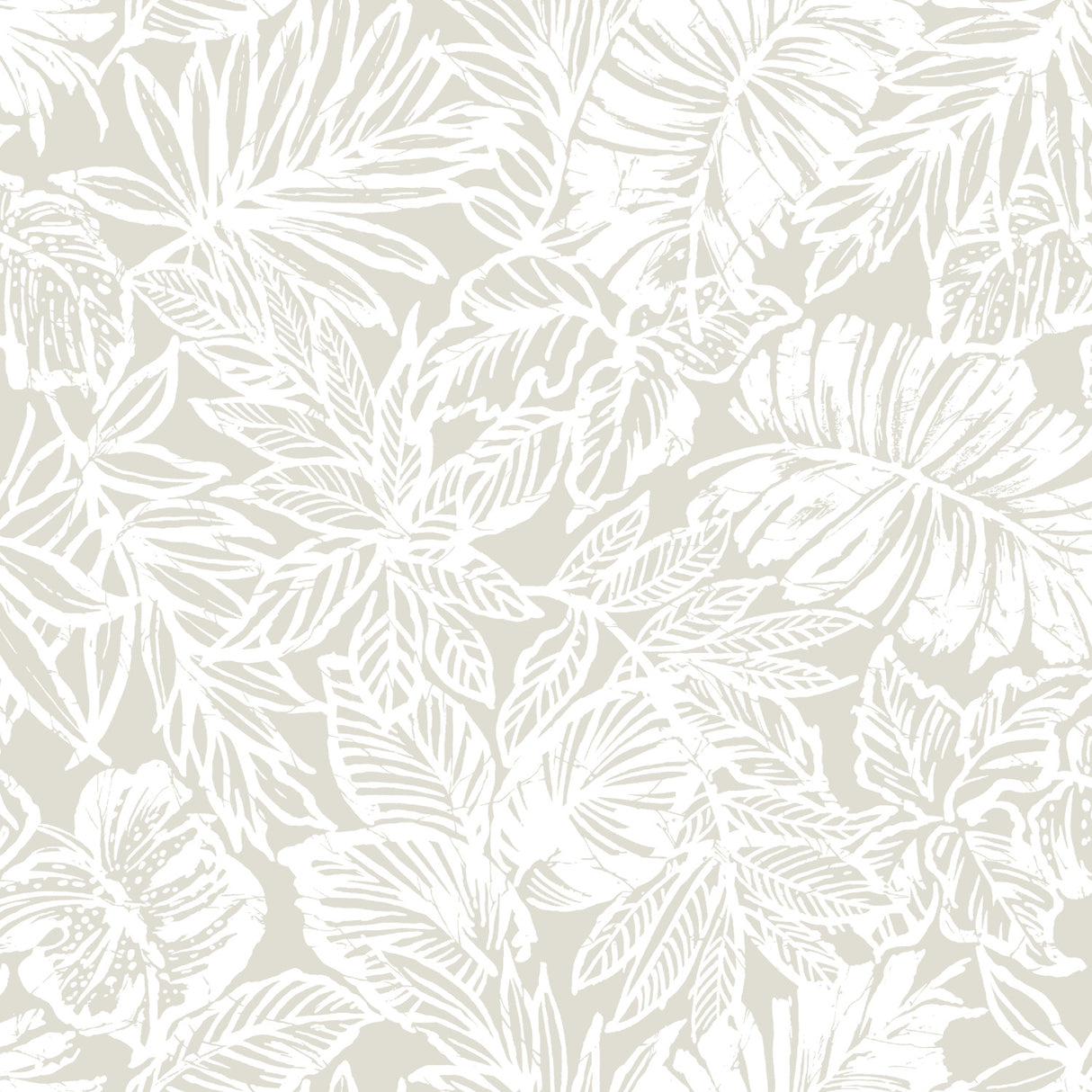 Batik Tropical Leaf Beige Peel & Stick Wallpaper by RoomMates - RMK11435WPZ