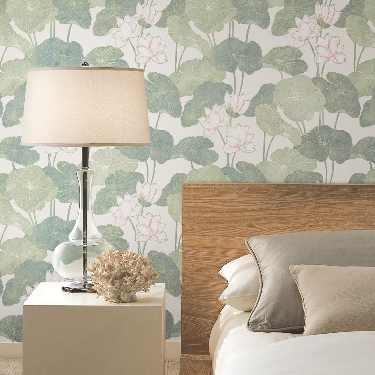 Lily Pad Green Peel & Stick Wallpaper with Botanical Leaves Pattern, Modern Style - York RMK11438WP