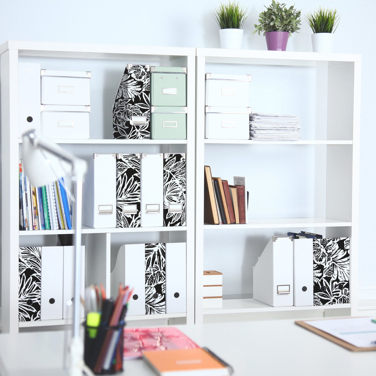 Batik Tropical Leaf Black Peel & Stick Wallpaper with Botanical Tropical Leaves Pattern - York RMK11439WP
