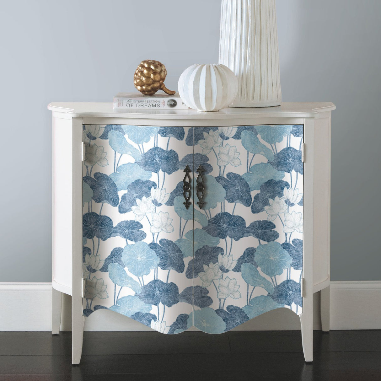 Lily Pad Blue Peel & Stick Wallpaper with Modern Botanical Leaves Pattern - York RMK11448WP