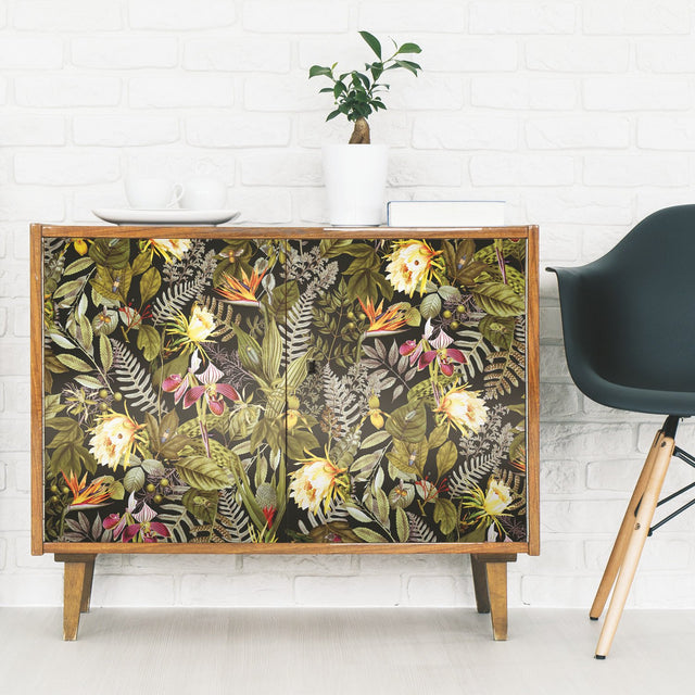 Tropical Flowers Green Peel & Stick Wallpaper with Botanical Floral Pattern - RoomMates RMK11450WP