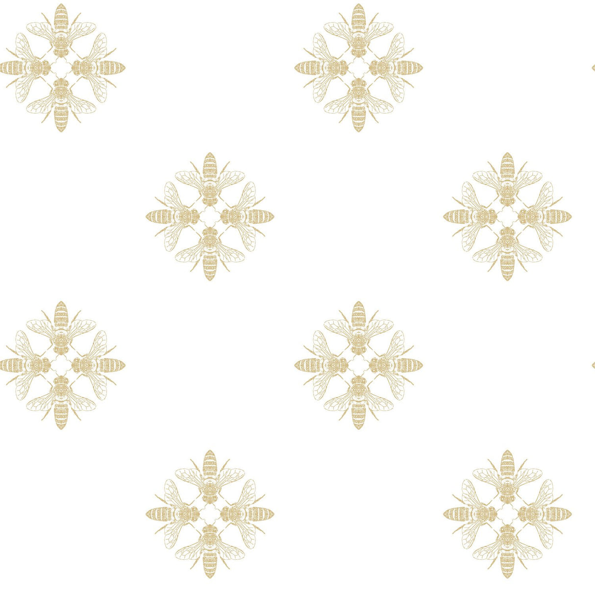 Honey Bee Gold Peel & Stick Wallpaper with Metallic Insect Motif - York RMK11474WP