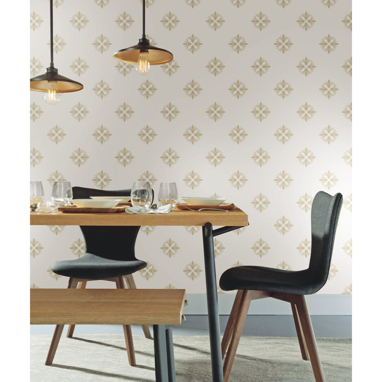 Honey Bee Gold Peel & Stick Wallpaper with Metallic Insect Motif - York RMK11474WP