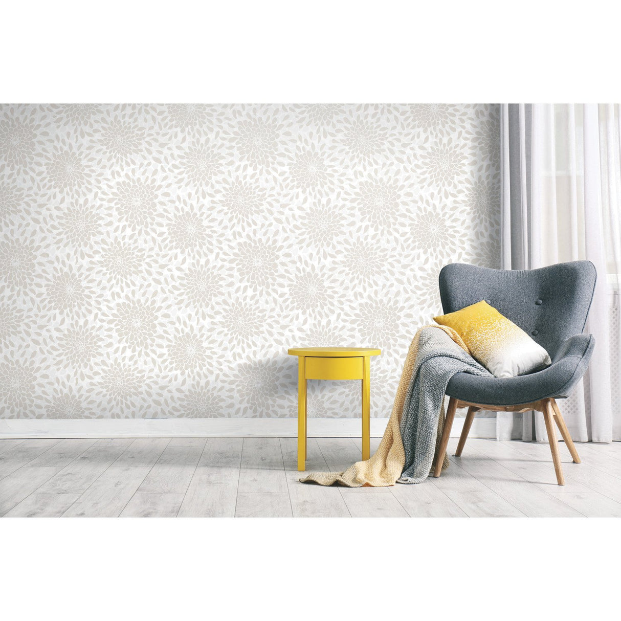 Toss The Bouquet Beige Peel & Stick Wallpaper with Glitter and Pearl Finish - York RMK11480WP