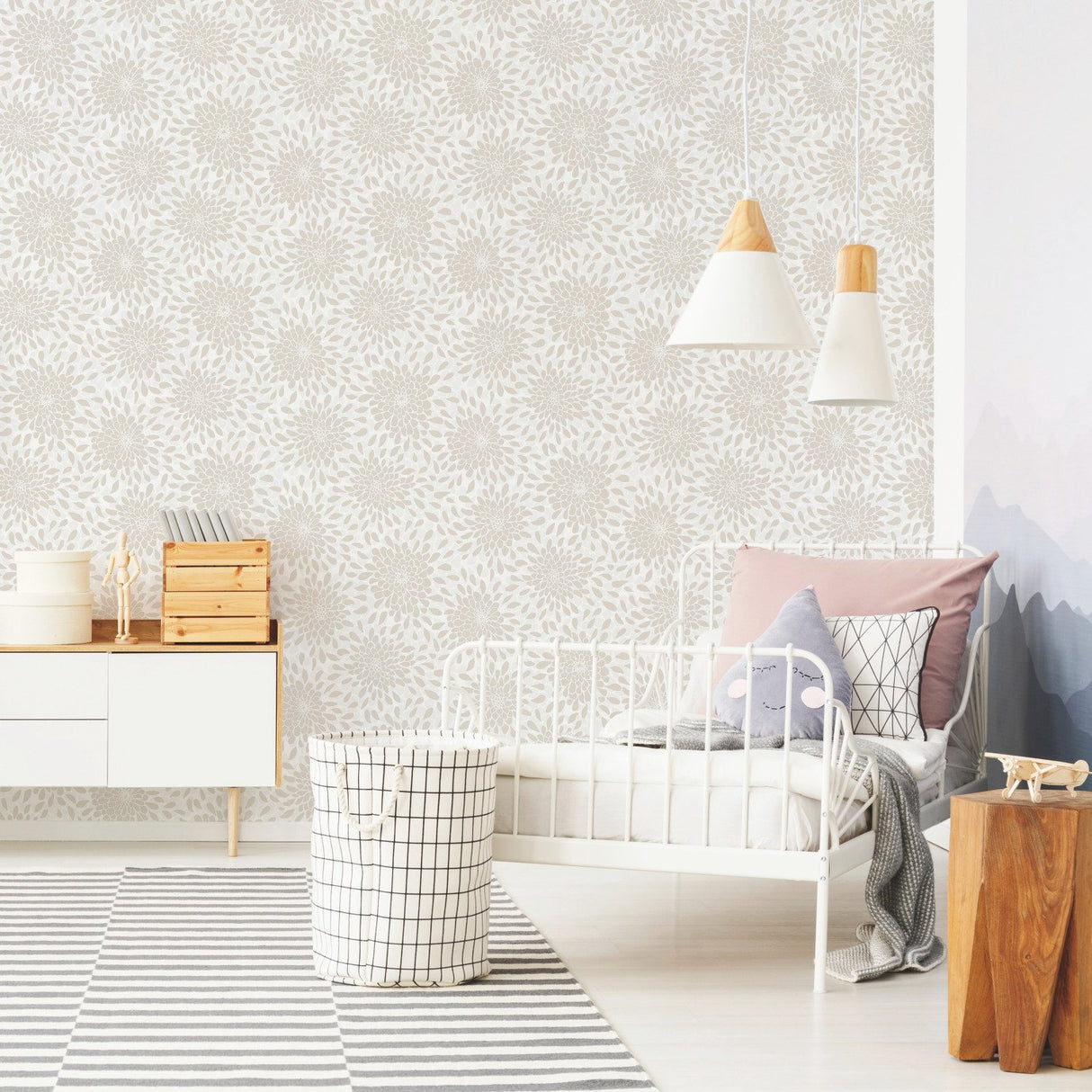 Toss The Bouquet Beige Peel & Stick Wallpaper with Glitter and Pearl Finish - York RMK11480WP