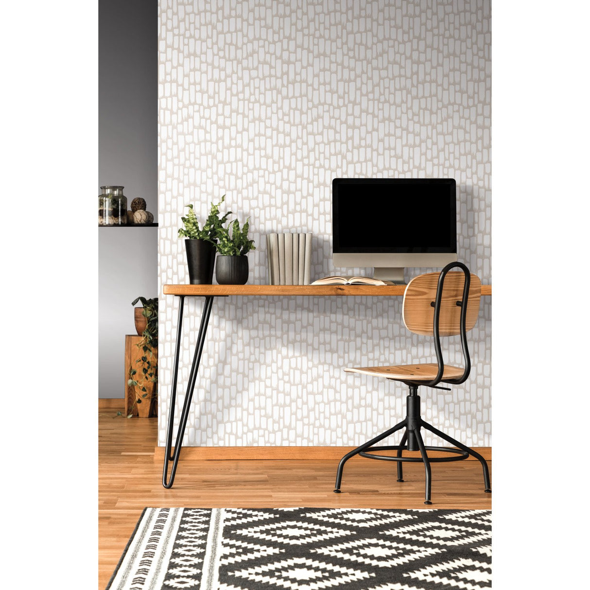 Sumi-E Taupe Peel & Stick Wallpaper with Modern Geometric Abstract Pattern - York RMK11493WP