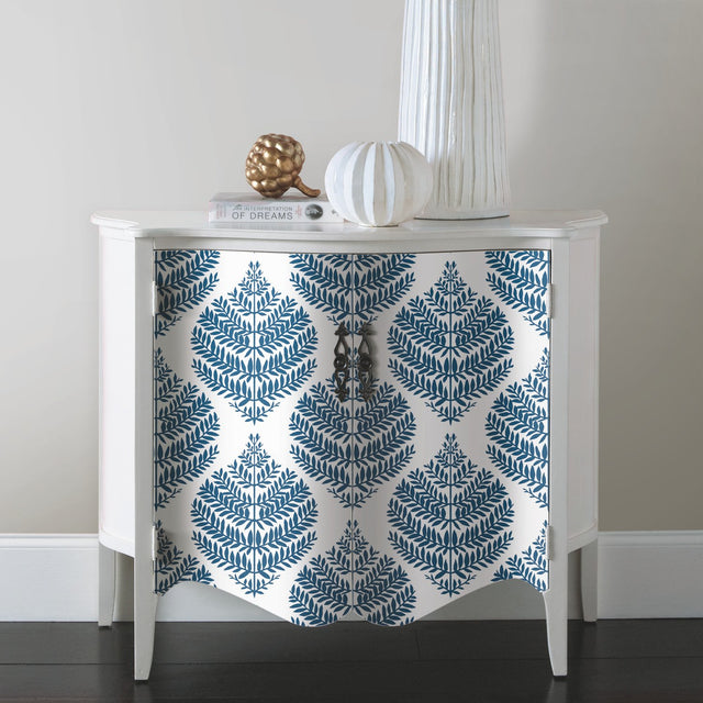 Hygge Fern Damask Blue Peel & Stick Wallpaper