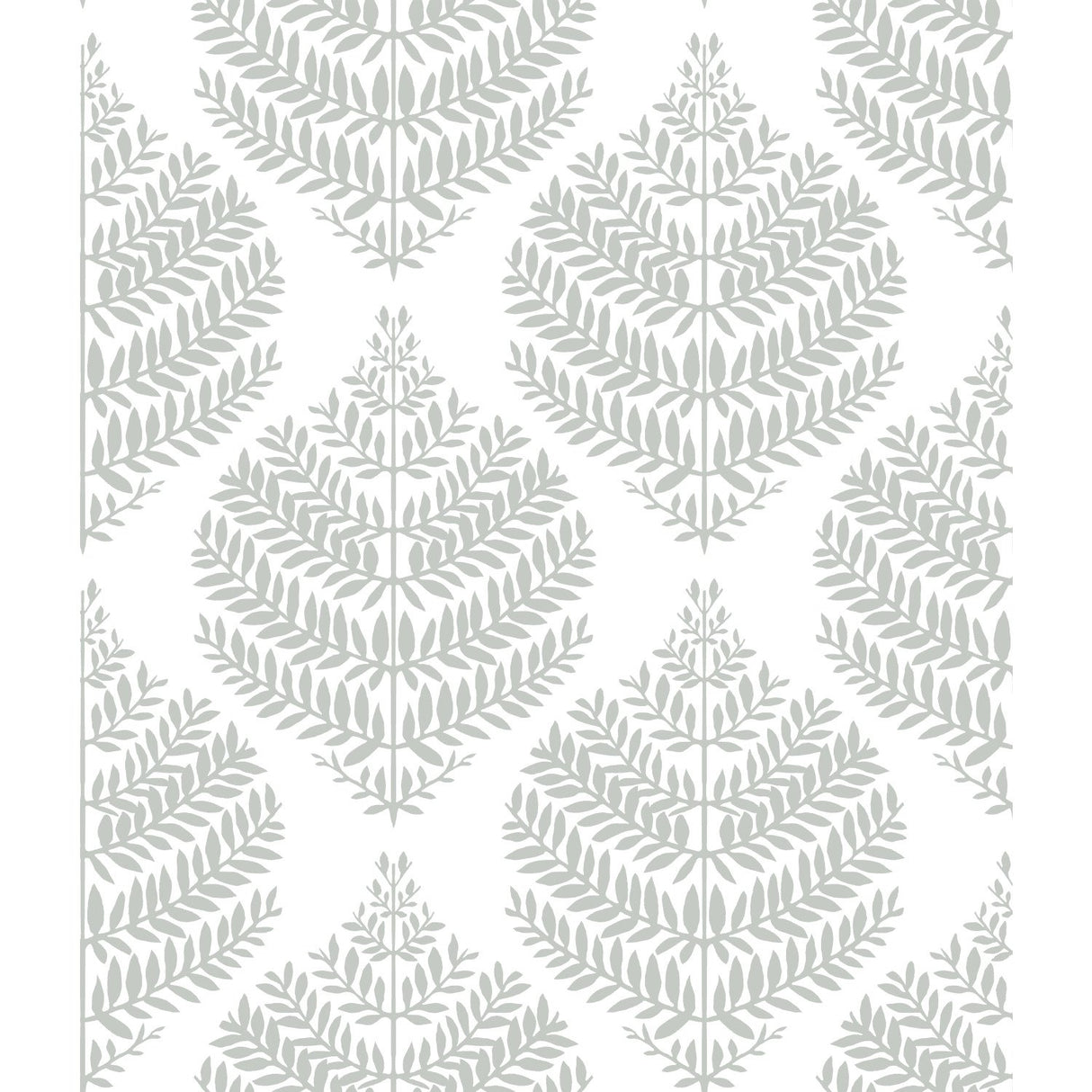 Hygge Fern Damask Grey Peel & Stick Wallpaper with Botanical Leaf Motif - York RMK11511WP