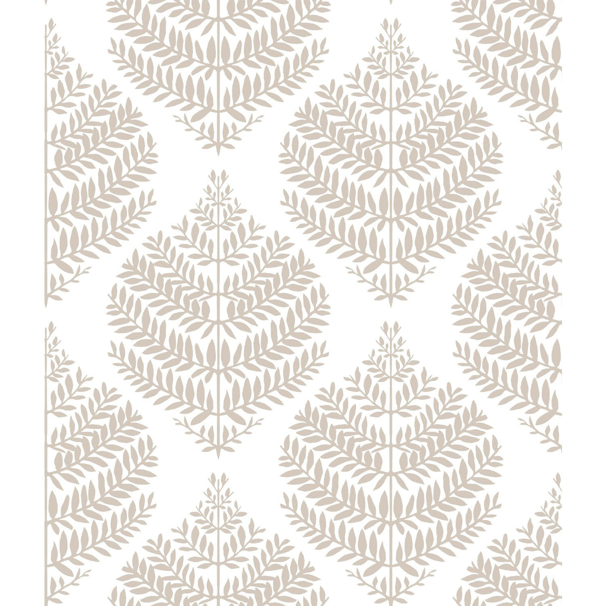 Hygge Fern Damask Taupe Peel & Stick Wallpaper with Botanical Leaf Motif - York RMK11512WP
