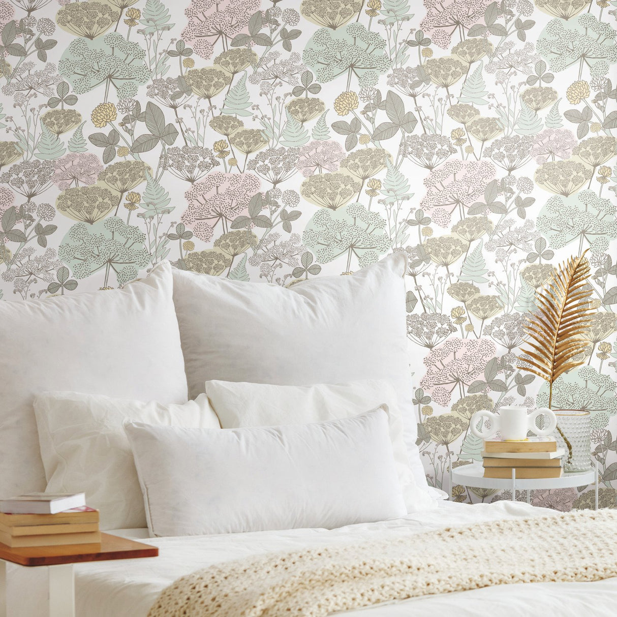 Niittypolku Pink Peel & Stick Wallpaper with Botanical Floral Motif - York RMK11533RL
