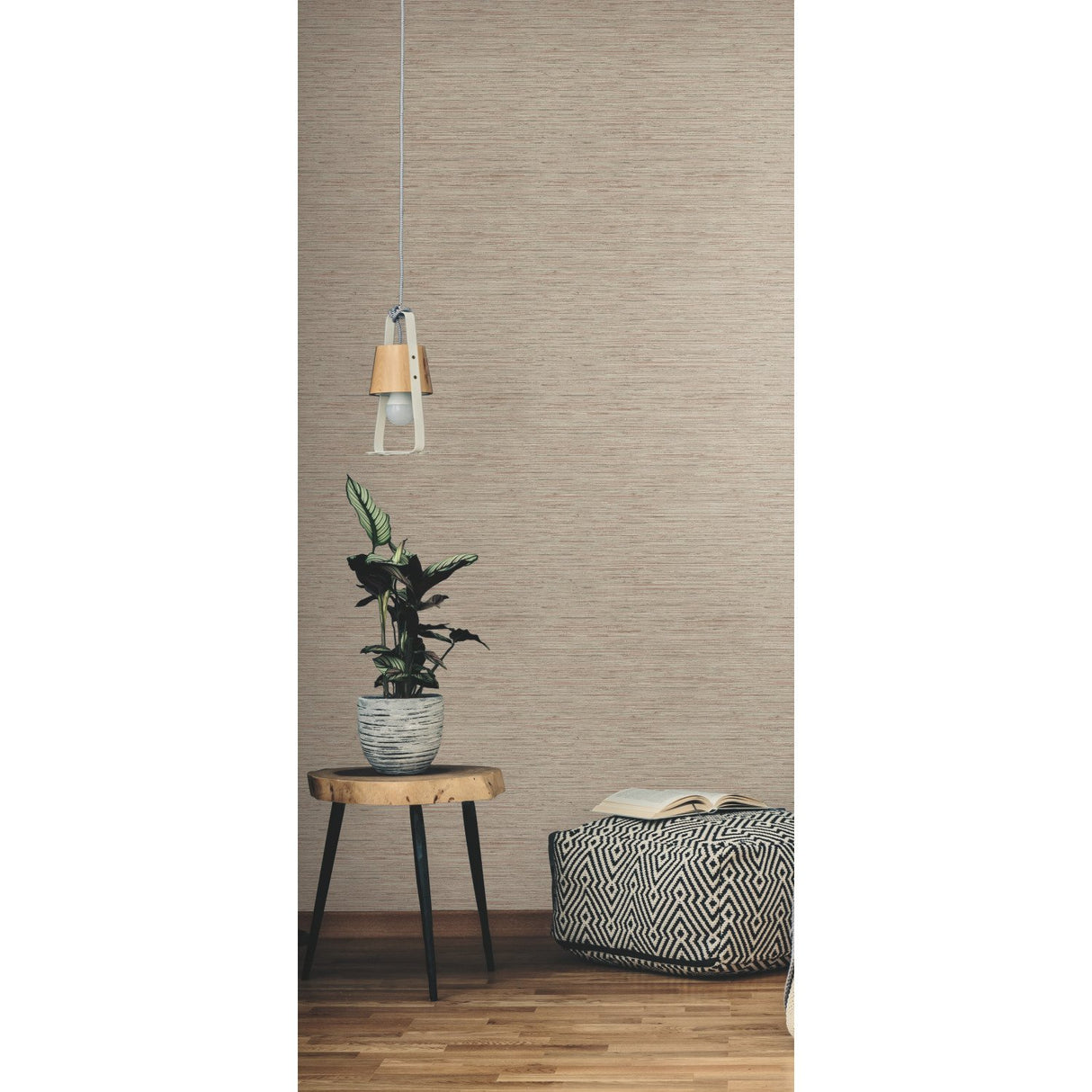Faux Grasscloth Pink Peel & Stick Wallpaper with Traditional Nature Pattern - York RMK11560WP